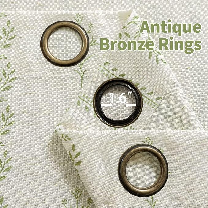 BGment Sage Green Floral Curtains 84 Inch Long, Light Filtering Linen Curtains - Image 7