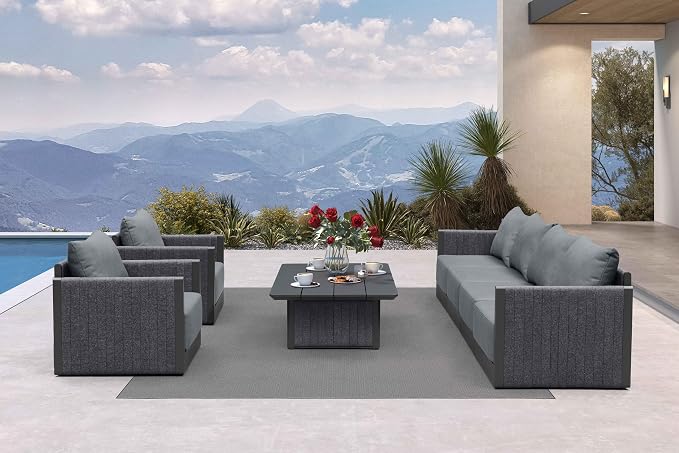 PURPLE LEAF Patio Furniture Set 7 Pieces Patio Seating Sofas Aluminum Furniture by PURPLELEAF