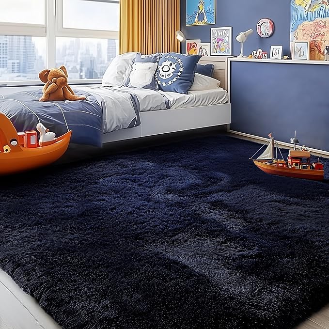 PAGISOFE Dark Navy Blue Rugs for Living Room 5x8 Ft, Plush Area Rugs for Bedroom - Image 2