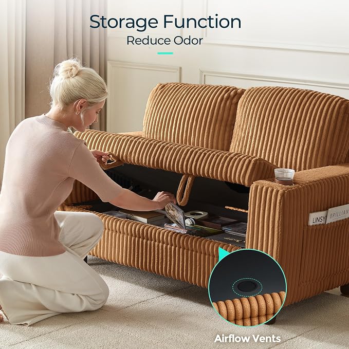 LINSY HOME Loveseat Sofa with Storage - Image 3