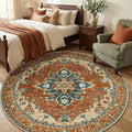 RELEANY Area Rugs Round 6ft Washable Non-Slip, Floral Vintage Distress Print by RELEANY