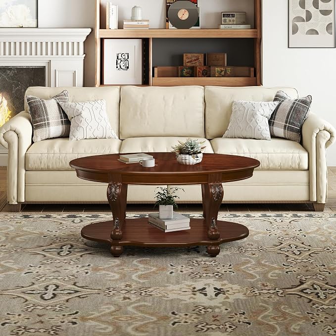 LKTART 42" Vintage Oval Coffee Table - Image 8