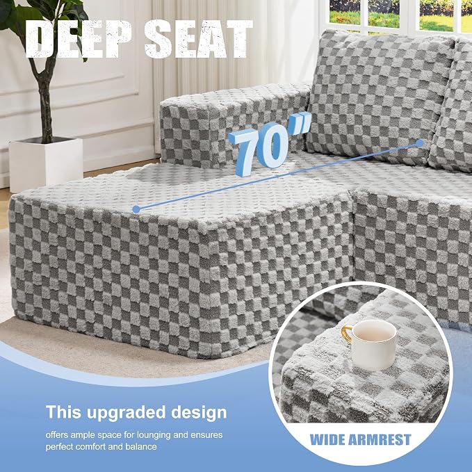 Hobestluk Modular Sectional Sofa Memory Foam Couch L Shape Sofa - Image 4