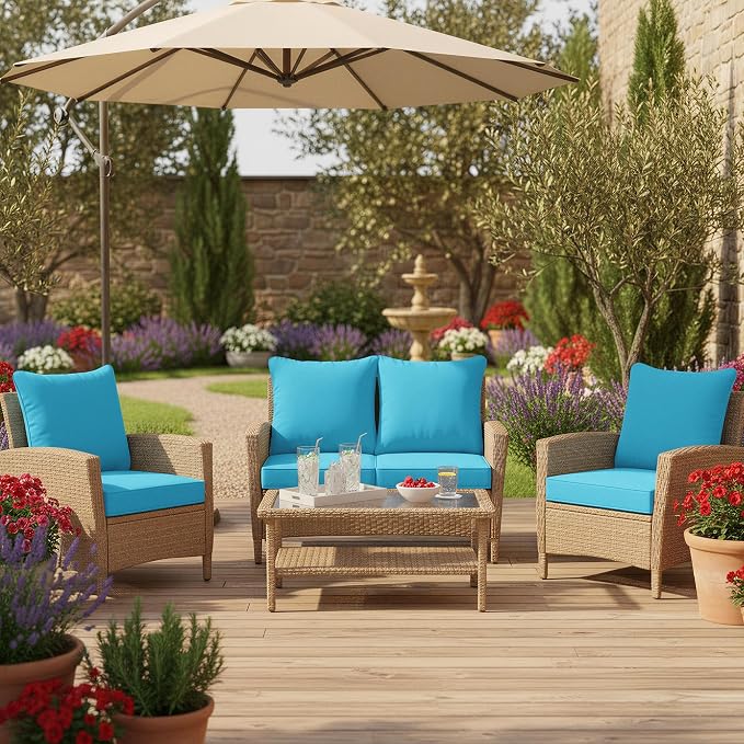 Summsun Outdoor Chair Cushions Set of 4, Waterproof Backrest and Seat Cushion - Image 8