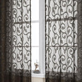 OWENIE Furman Chocolate Sheer Curtains 63 inch Length by OWENIE