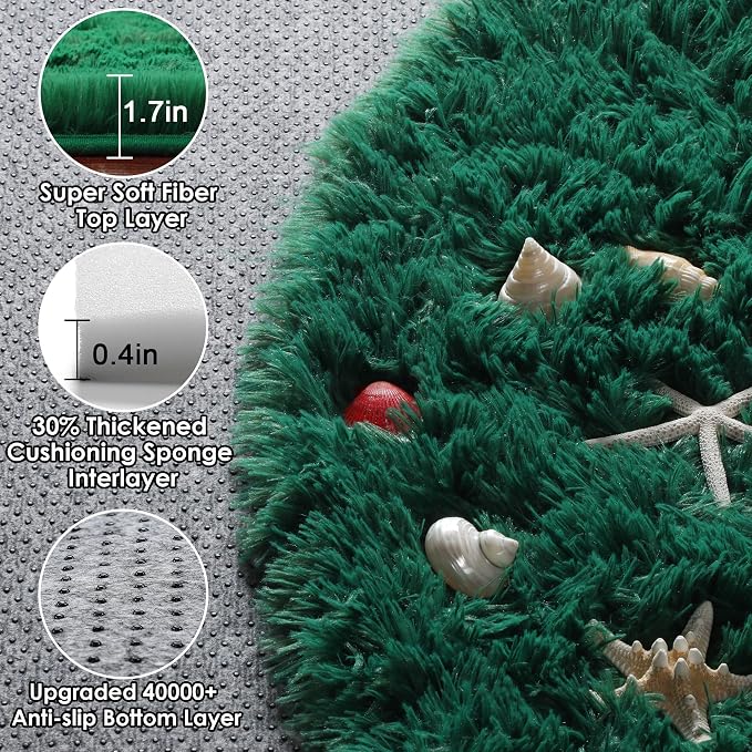 ONASAR Dark Green Round Area Rugs 6ft, Ultra Soft Bedroom Circle Rug - Image 2