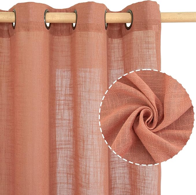 LAMIT Terracotta Linen Curtains 63 Inch - Image 2