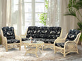 Malibu Lounge Set of 4: 2 Natural Rattan Wicker Chairs, Three-Seater Sofa and by Wickerix