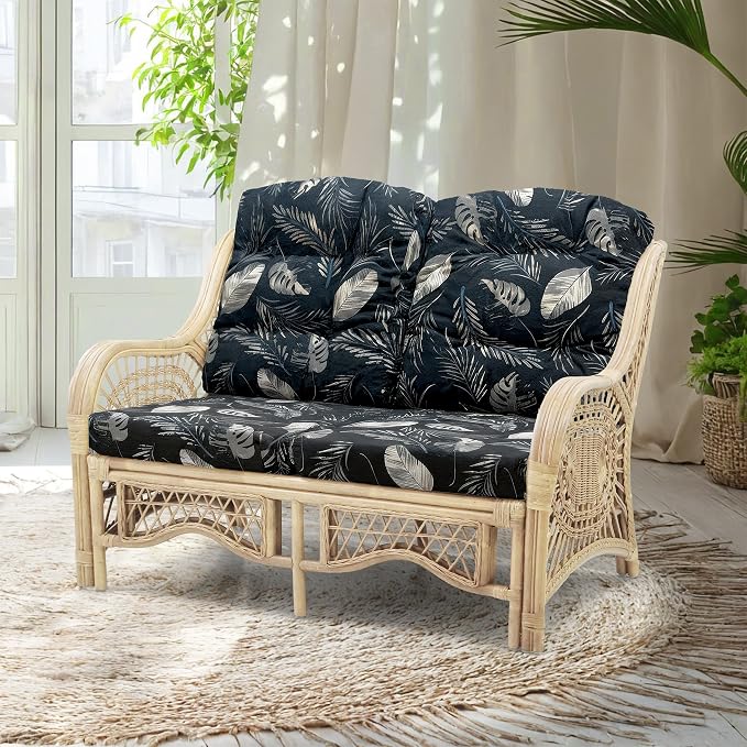 Malibu Lounge Loveseat Sofa Natural Rattan Wicker Handmade Design, Natural Color by Wickerix