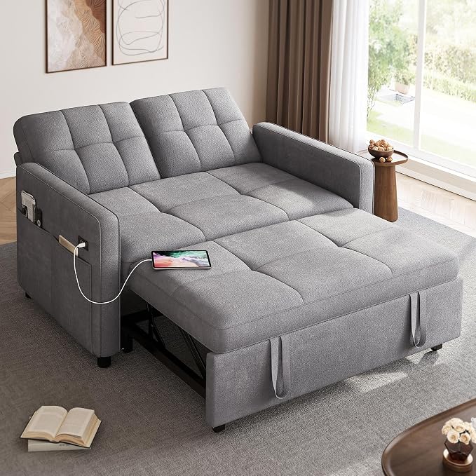 DWVO 3 in 1 Convertible Sleeper Sofa Bed, Velvet Futon Couch by DWVO