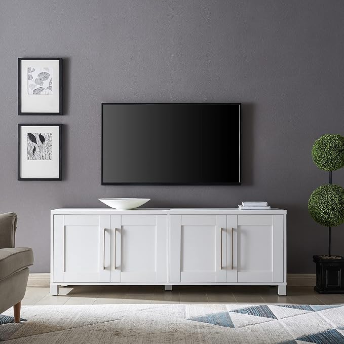 Henn&Hart Rectangular TV Stand for TV's up to 80" in White, TV Stands for the - Image 2