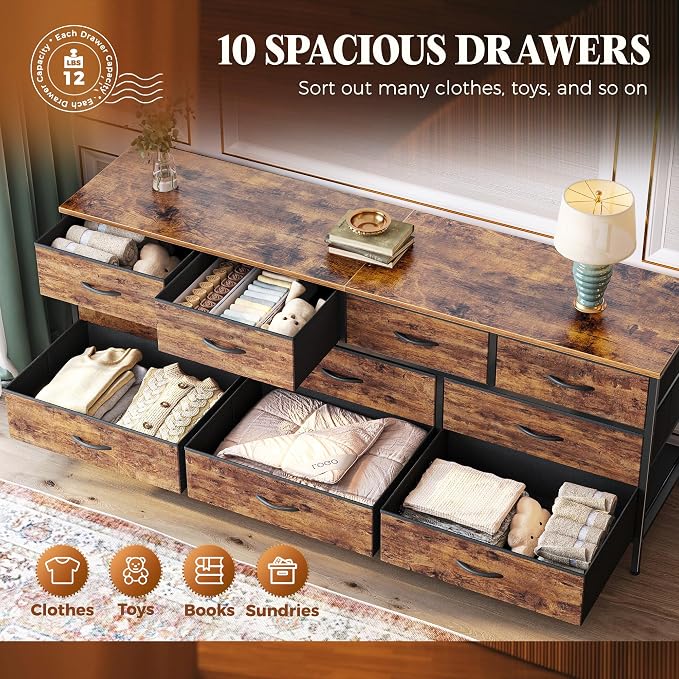 Huuger 63 Inch Dresser for Bedroom, Long Dresser - Image 5