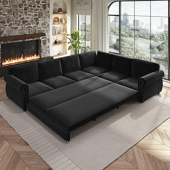118" L-Shaped Sleeper Couch Bed by Unknown