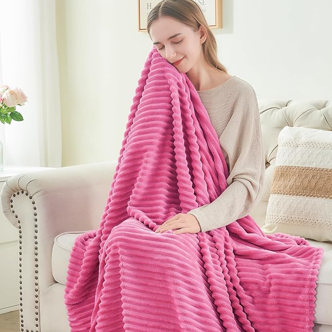 BEDELITE Fleece Blanket Twin Size – 3D Ribbed Jacquard Soft and Warm Decorative - Image 4