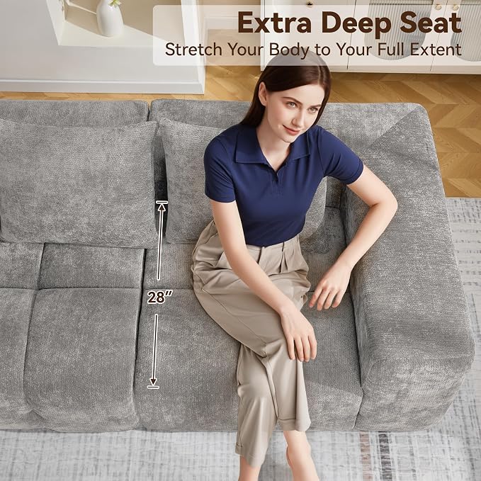 160" Oversized 6 Seater Boneless Couch, Comfy Cloud Modular Sectional Sofa - Image 4