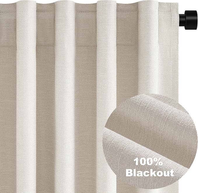 60 Inches Extra Wide Natural Linen Blackout Curtains 84 Inch Length - Image 9