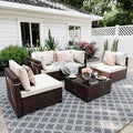 UPHA 5 Pieces Patio Furniture Sets, Wicker Outdoor Sectional Sofa Couch by UPHA