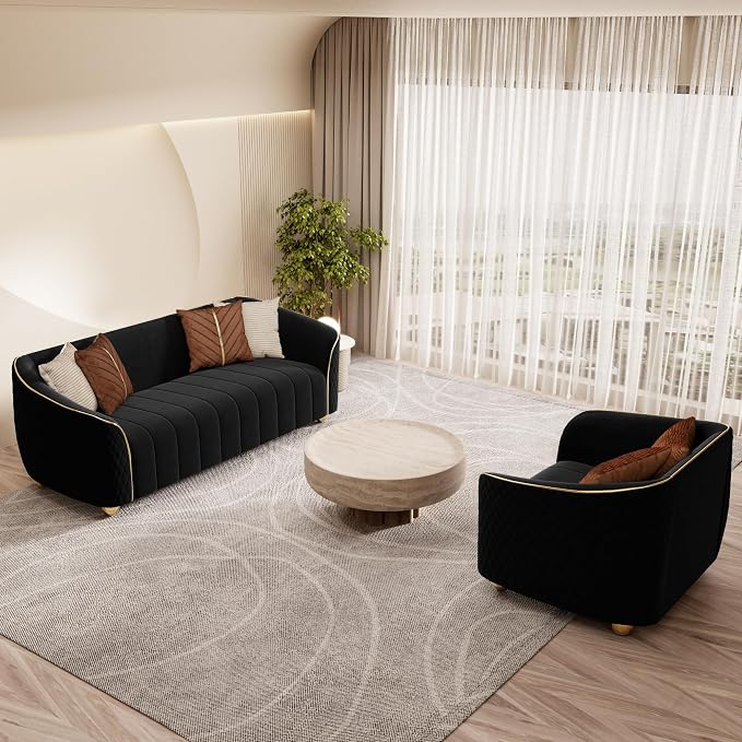 2-Piece Luxury Velvet Sofa Set for Living Room, Elegant Design Couch Set - Image 5