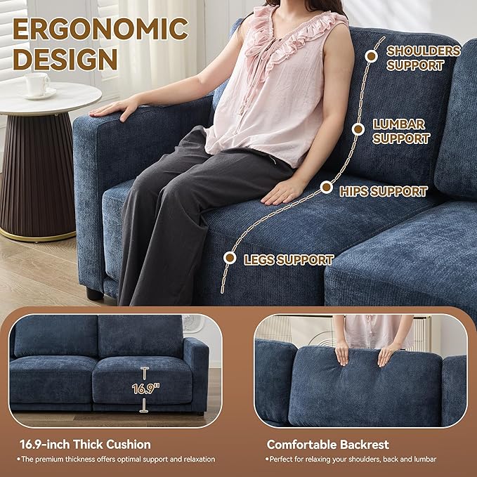 143.8" Modular Sectional Sofa Modern Chenille U Shaped Couch - Image 3