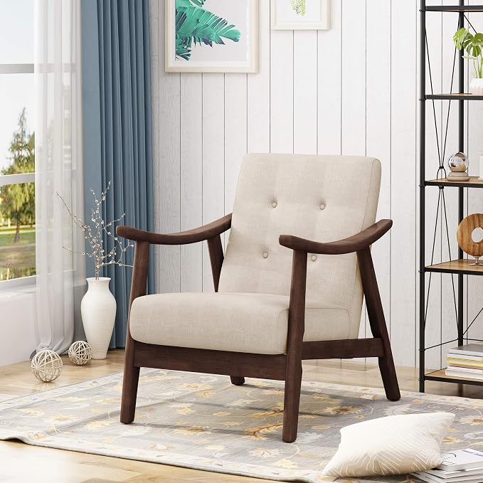 Christopher Knight Home Aurora Mid-Century Modern Accent Chair, Rubberwood - Image 2