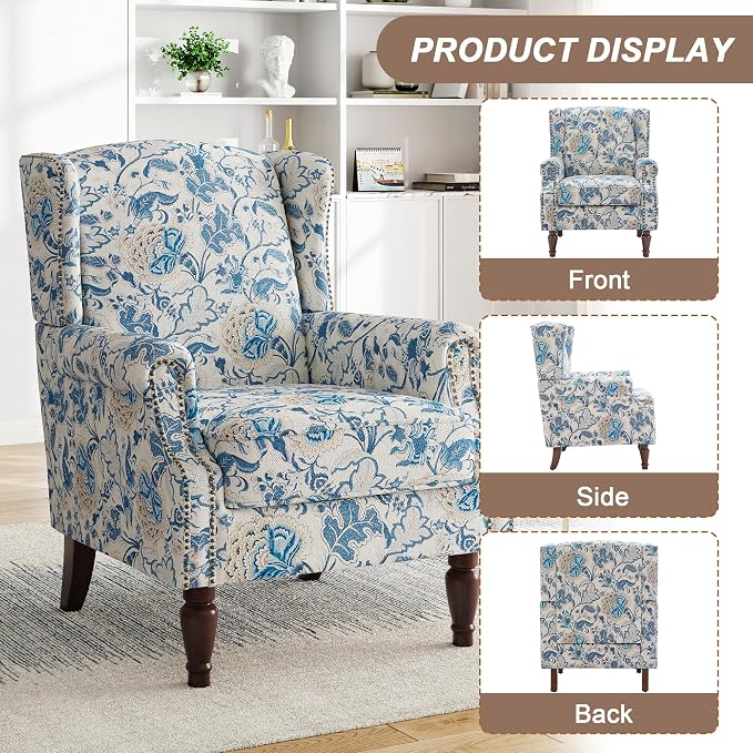 Pia Ricco High Back Floral Accent Chair - Image 3