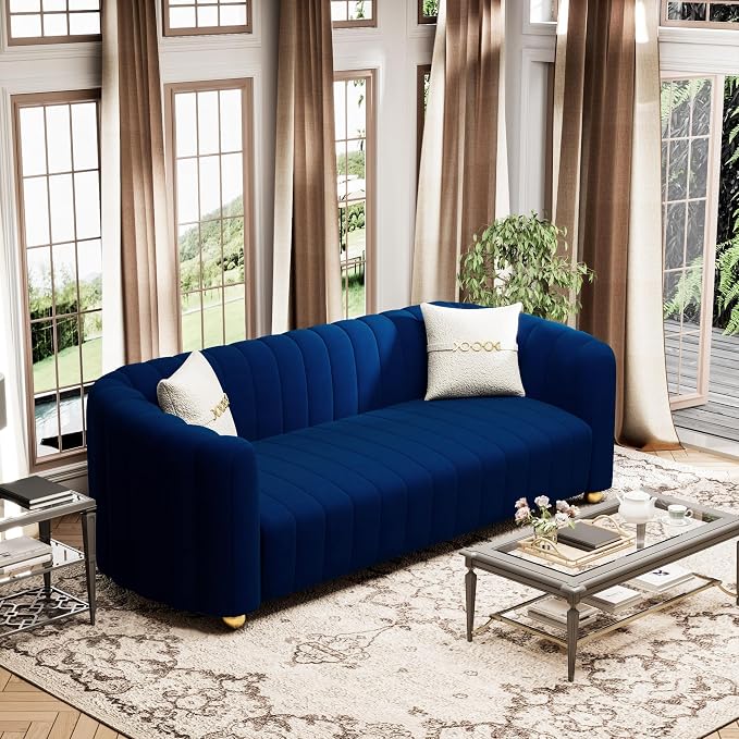 KEAI 83.46" Velvet Couch for Living Room Large Modern Sofa by yunqishiHOME
