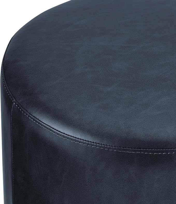 Studio Living® 19” Wentworth Ottoman Round Faux Leather Bench, Stationary - Image 9