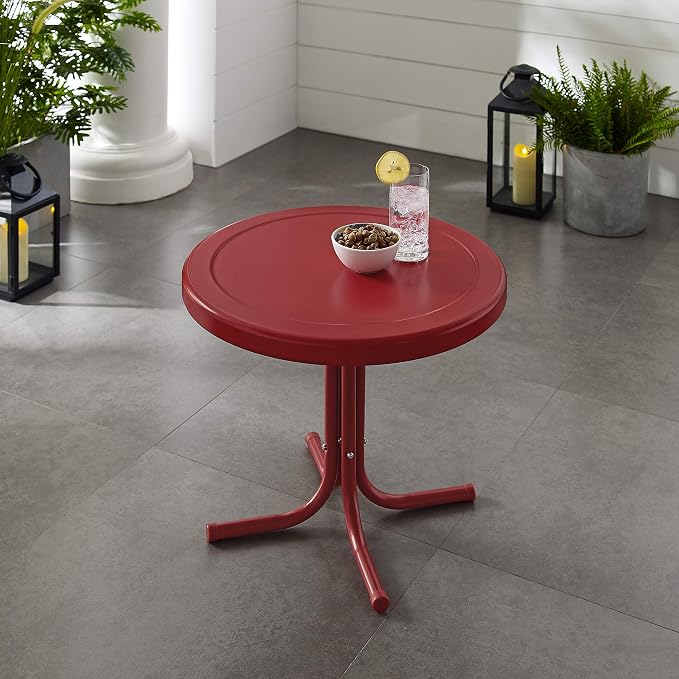 Crosley Furniture Griffith Weather Resistant Retro Metal Outdoor Side Table - Image 5