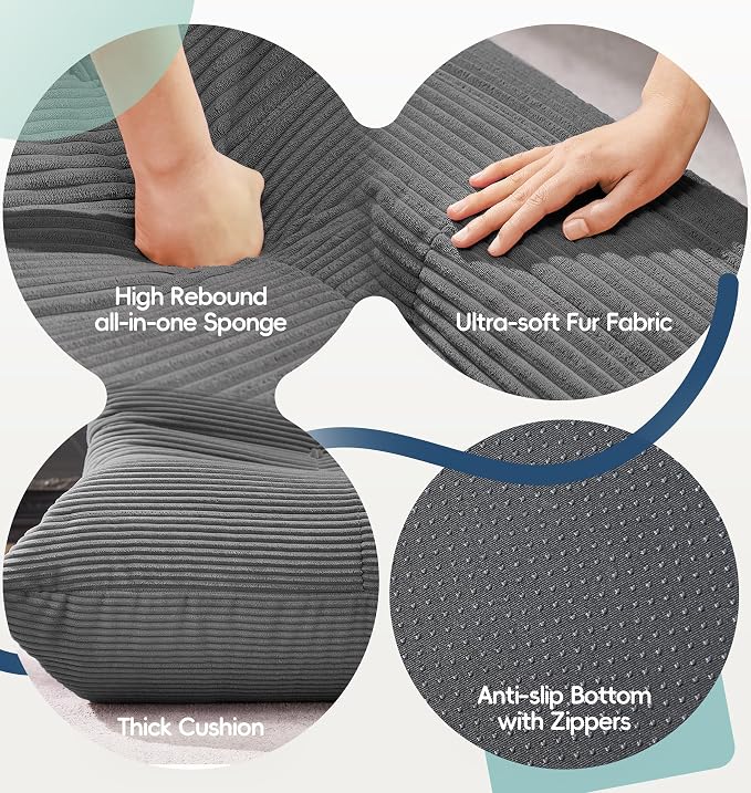 Hobestluk Bean Bag Chair with Memory Foam Ultra Soft Faux Fur Fabric Ergonomic - Image 6