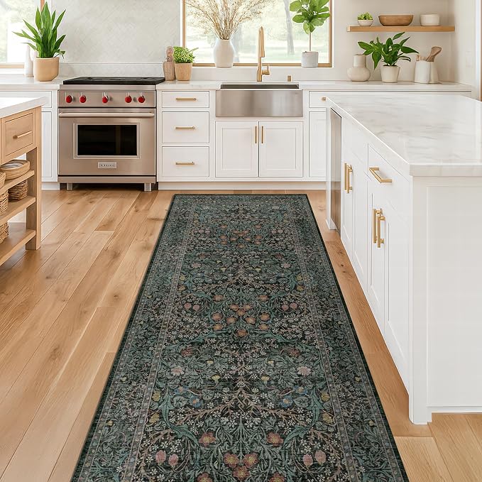 Dark Green 2 x 8 Runners for Hallways, 8ft Long Floor Runner for Kitchen - Image 8