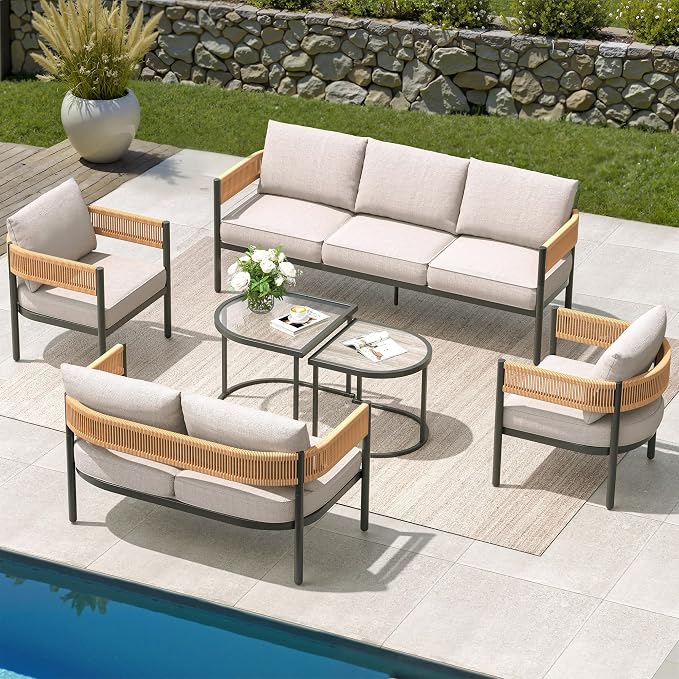 Grand patio 6-Piece Wicker Outdoor Furniture Set - Image 9