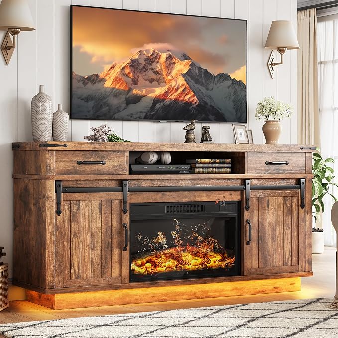 Jocoevol Fireplace TV Stand for TVs up to 65", Electric Fireplace by JOCOEVOL