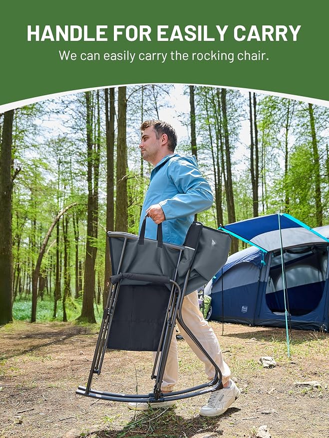 Timber Ridge Folding Oversized Rocking Camping Chair, 400lbs Capacity Portable - Image 5