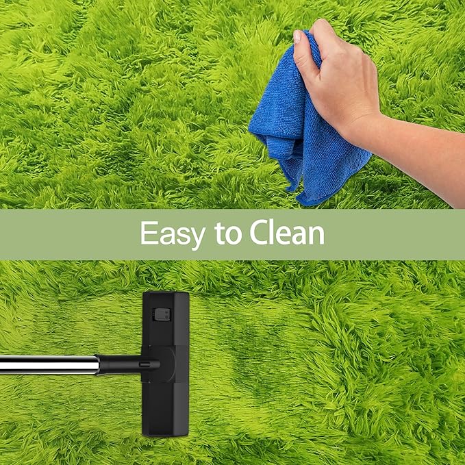Tie-Dyed Runner Rug for Bedroom Green 3x10ft Fluffy Area Rug Bedside Runner Rug - Image 7