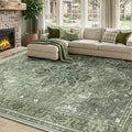 RELEANY Area Rugs 7'x10' Washable Non-Slip, Floral Vintage Distress Print by RELEANY