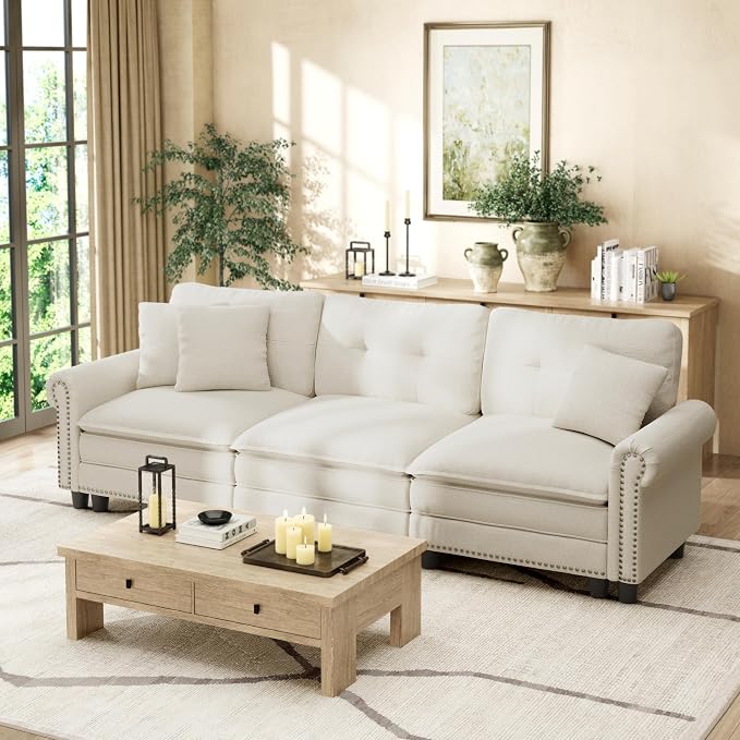 HERA'S HOUSE 116.11" Mid-Century Modern Couch, Oversized Sectional Couch by HERASHOUSE