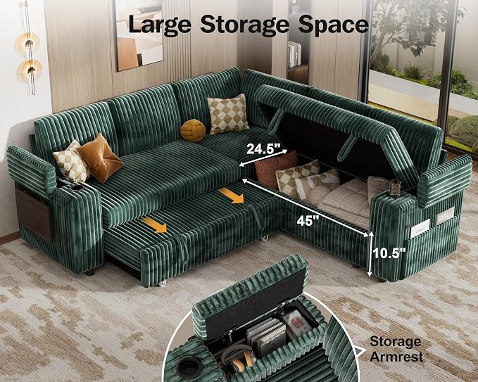 Vipbear 86" Modular Sectional Sleeper Sofa - Image 5