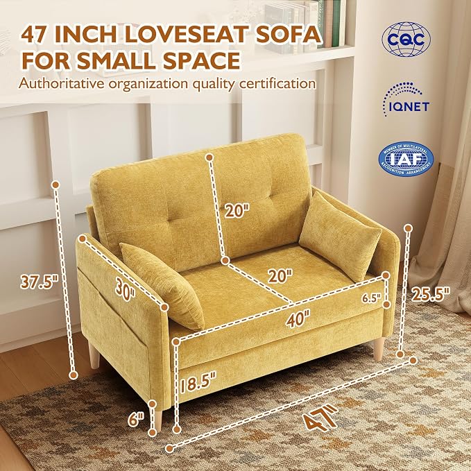 Urhanherry 47" Small Sofa Couch - Image 2
