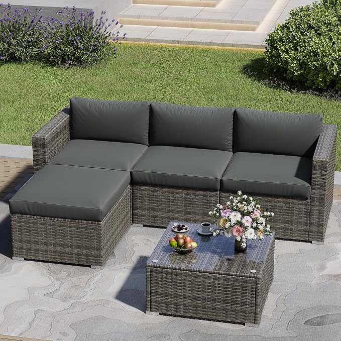May in Color 5 Piece Outdoor Patio Sectional Furniture Set, Weather Resistant - Image 8
