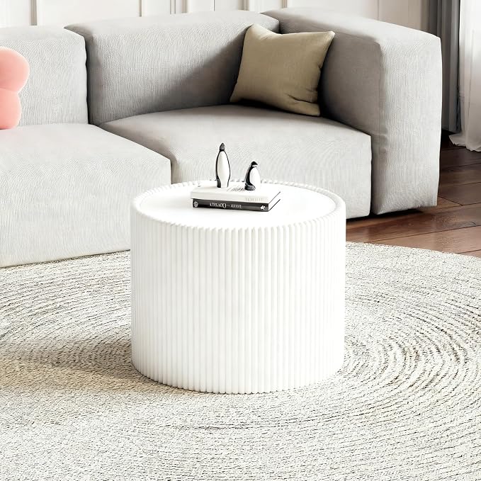 SSLine Round Drum Coffee Table Set of 2 Modern Sintered Stone Top Nesting - Image 7