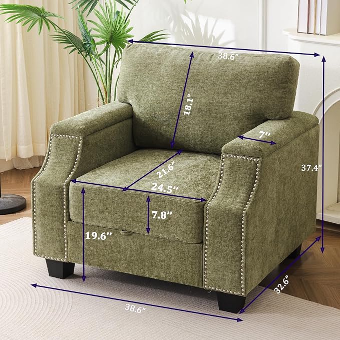 Oversized Accent Chair with Seat Storage, Comfy Living Room Chairs with Armrest - Image 2