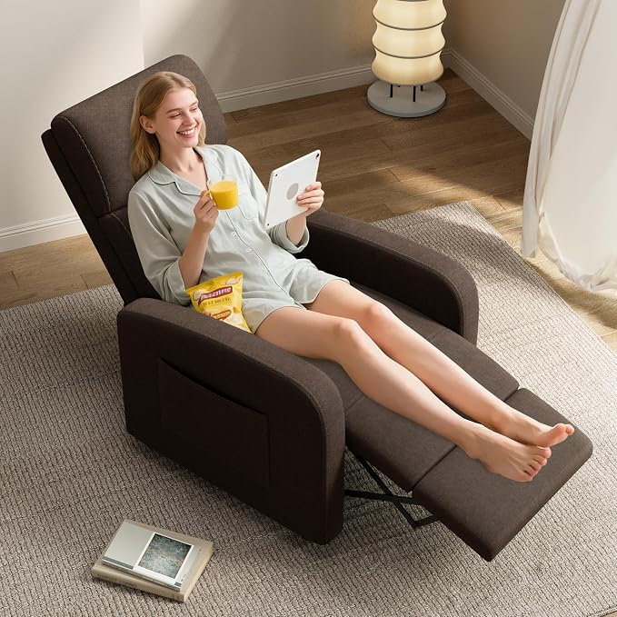 GarveeHome Linen Fabric Manual Recliner Chair, - Image 6