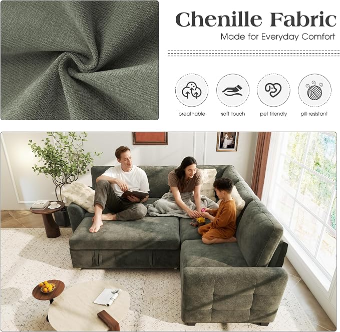 Ihanherry L-Shaped Sectional Sofa Bed - Image 4