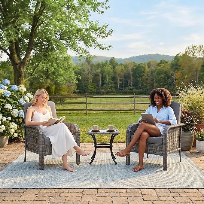 GarveeHome Outdoor Wicker Chairs Set of 2, All-Weather High Back Rattan Patio - Image 6