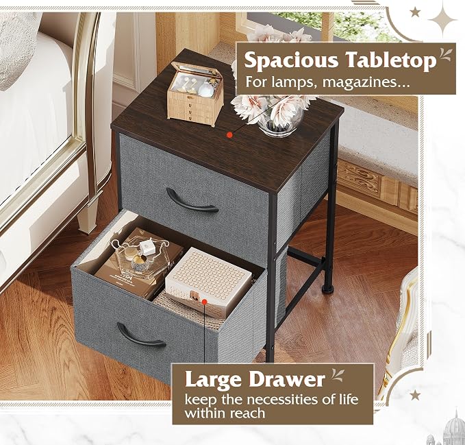 WLIVE Night Stand Set 2, Dresser and Nightstand Sets, Small Dresser - Image 4