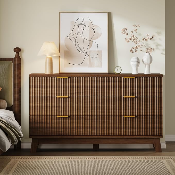 BORNOON Fluted 6 Drawer Dresser, 47.2" Wide Modern Boho Chest of Drawers - Image 3