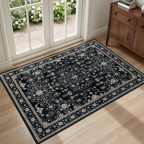 2x3 Area Rugs Living Room Rug: Washable Vintage Boho Medallion Rug No Slip by EXPEDIX