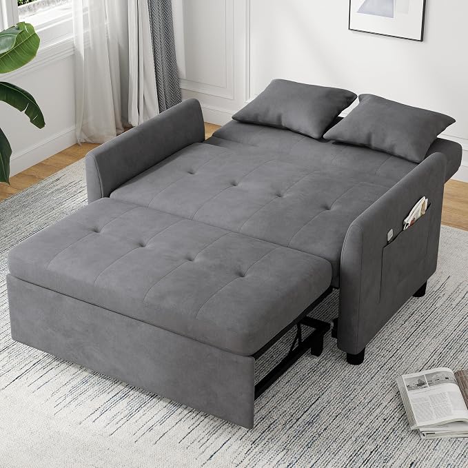 Sleeper Sofa Bed, 3 in 1 Convertible Sleeper Couch Bed Pull Out, Small Loveseat - Image 8