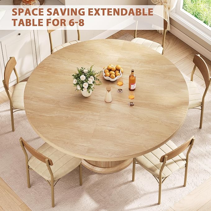 Jocoevol 47″–63″ Extendable Round Dining Table - Image 5