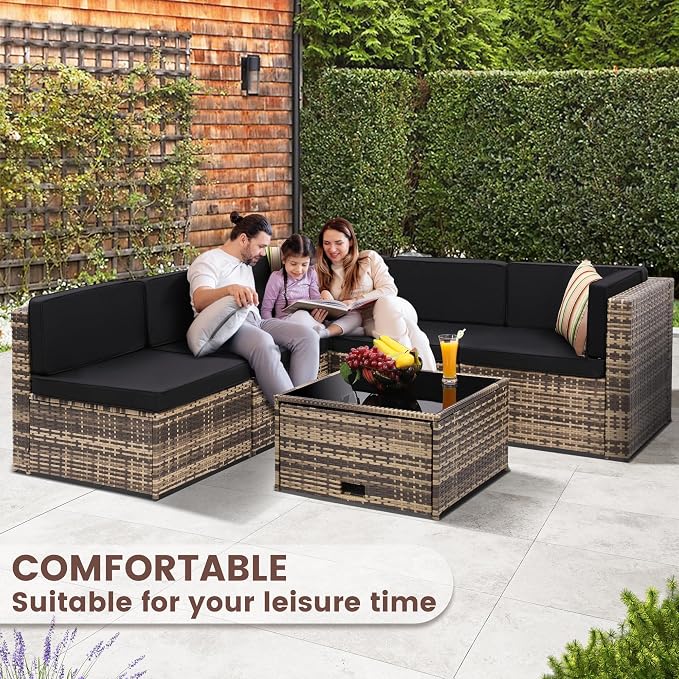 KROFEM 8-Piece Patio Furniture Set, Outdoor Wicker Rattan Sectional - Image 3